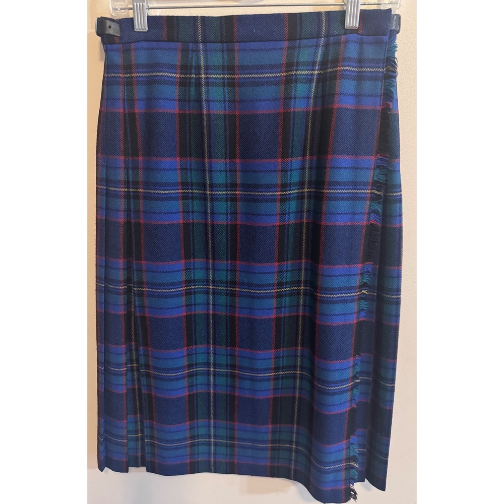 Pitlochry Wool Kilt Skirt Tartan Plaid Heritage Highland Scotland Blue Green 16